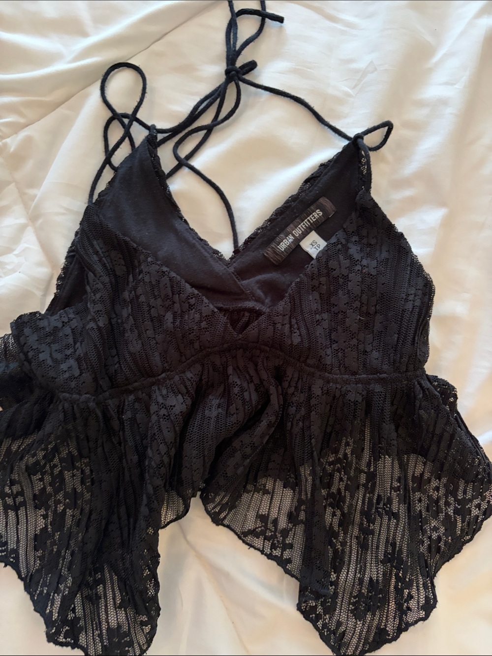 Urban Outfitters Black Lace Ruffled Camisole
